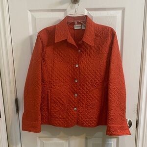 WOMEN'S CHICO'S LIGHTWEIGHT QUILTED JACKET BUTTON-UP ORANGE SIZE 01 Large Fall